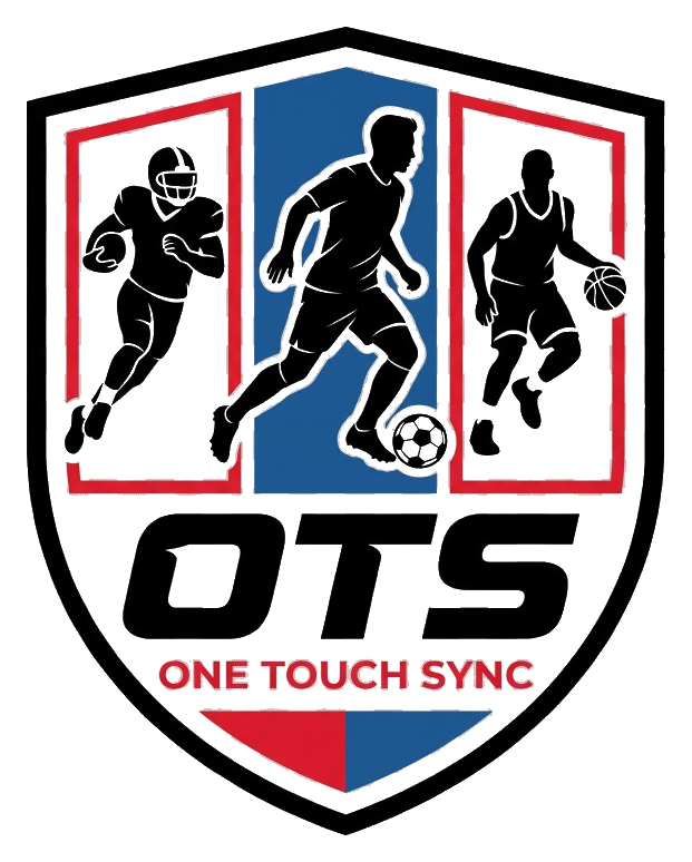 One Touch Sync shield logo with football, soccer, and basketball